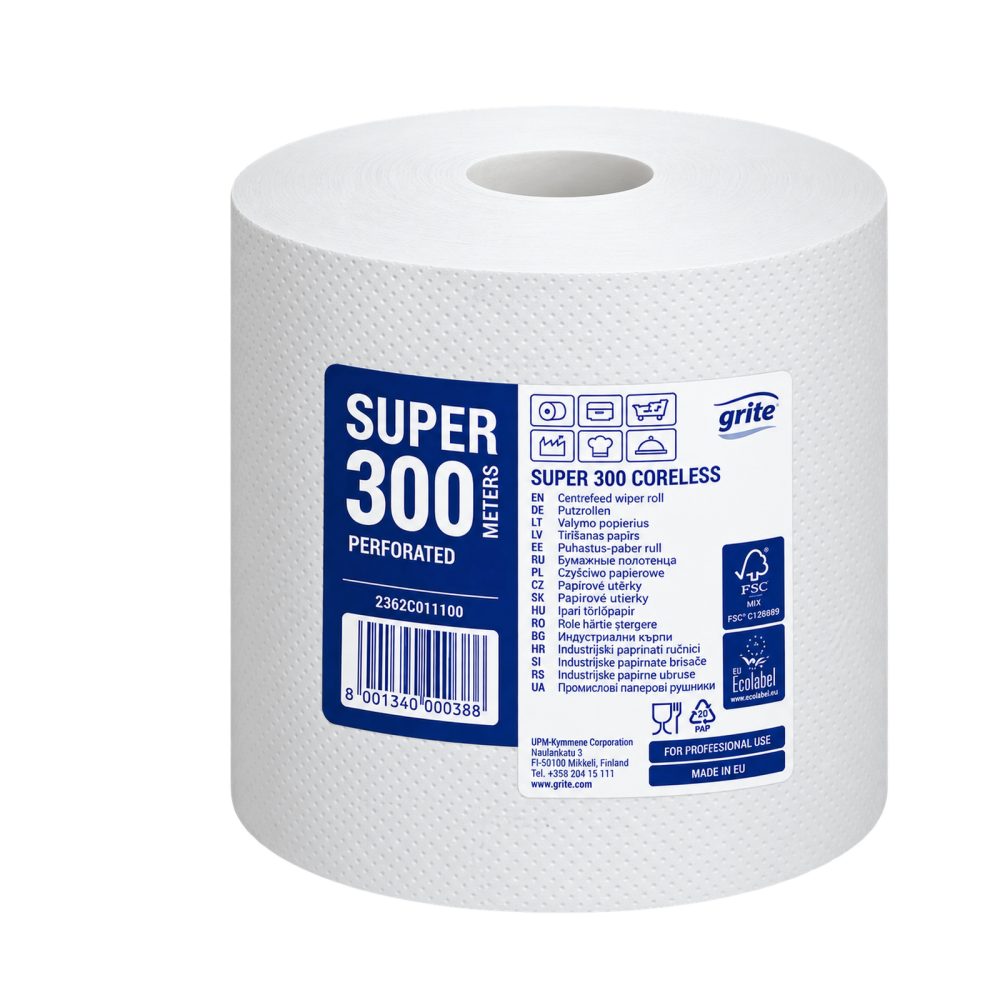 Ruloninis popierius GRITE PROFESSIONAL SUPER 300 CORELESS